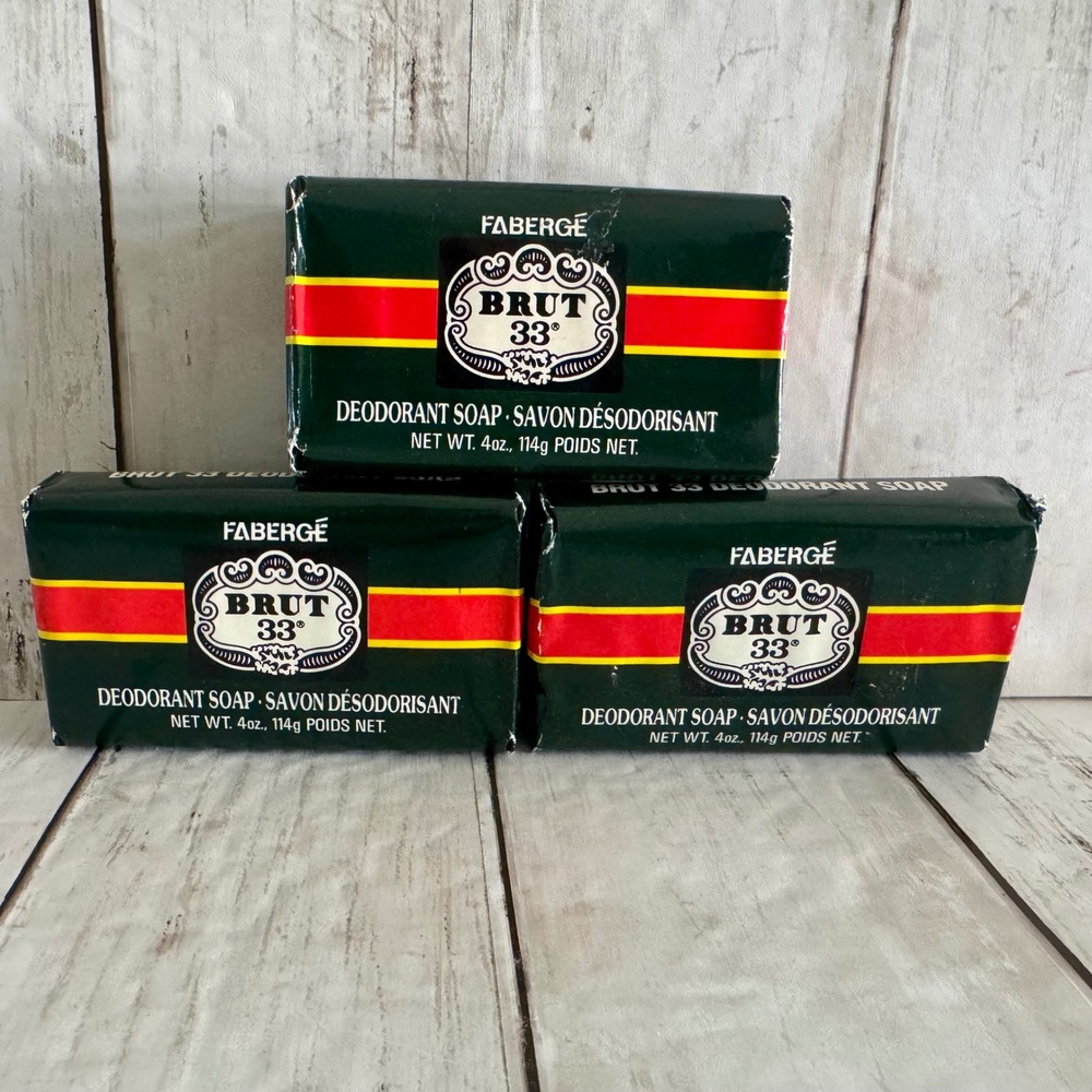 Vintage Faberge Brut 33 Deodorant Soap 4 oz Bars Lot of 3 NEW Sealed